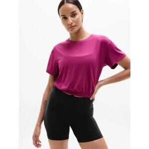 ATHLETA With Ease Bubble Hem Tee in Wildberry
